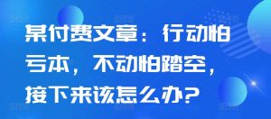 某付费文章:行动怕亏本,不动怕踏空,接下来该怎么办?-则成副业项目资源站