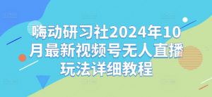 嗨动研习社2024年10月最新视频号无人直播玩法详细教程-则成副业项目资源站