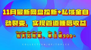 11月最新网盘拉新+私域全自动裂变，实现管道睡后收益，当天见效果，单日破900+-则成副业项目资源站