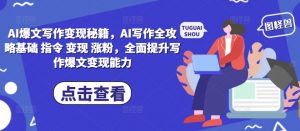 AI爆文写作变现秘籍,AI写作全攻略基础 指令 变现 涨粉,全面提升写作爆文变现能力-则成副业项目资源站