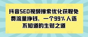 抖音SEO视频搜索优化获取免费流量挣钱，一个99%人还不知道的生财之道-则成副业项目资源站