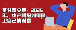 某付费文章:2025年,中产阶级如何保卫自己的财富-则成副业项目资源站