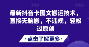 最新抖音卡图文搬运技术，直接无脑搬，不违规，轻松过原创-则成副业项目资源站