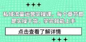 私域流量运营实操课,每个章节都是实操干货,学完就能上手-则成副业项目资源站