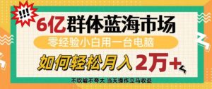 6亿群体蓝海市场,零经验小白用一台电脑,如何轻松月入过w【揭秘】-则成副业项目资源站