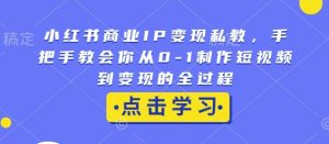 小红书商业IP变现私教,手把手教会你从0-1制作短视频到变现的全过程-则成副业项目资源站