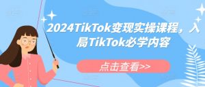 2024TikTok变现实操课程,入局TikTok必学内容-则成副业项目资源站