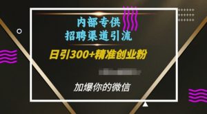 内部招聘渠道日引流300+创业粉,加爆你的微信【揭秘】-则成副业项目资源站