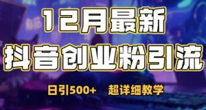 最新公开：12月份抖音日引500+创业粉秘籍-则成副业项目资源站