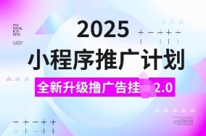 2025小程序推广计划,全新升级撸广告挂JI2.0玩法,日入多张,小白可做【揭秘】-则成副业项目资源站