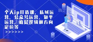 个人ip打造课，私域运营，公众号运营，知乎运营，底层逻辑和方向定位等-则成副业项目资源站