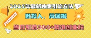 2025年最新独家引流方法,低投入高回报?当日引流300+精准创业粉-则成副业项目资源站