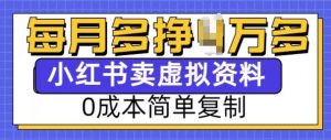 小红书虚拟资料项目，0成本简单复制，每个月多挣1W【揭秘】-则成副业项目资源站