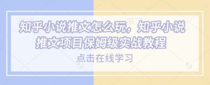 知乎小说推文怎么玩,知乎小说推文项目保姆级实战教程-则成副业项目资源站