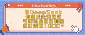 用DeepSeek做哪吒走秀视频,引爆流量涨粉利器,单日变现1k-则成副业项目资源站