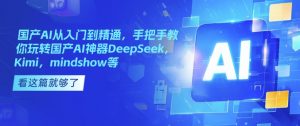 国产AI从入门到精通，手把手教你玩转国产AI神器DeepSeek，Kimi，mindshow等-则成副业项目资源站