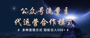 公众号流量主代运营 多种变现方式 轻松日入5张【揭秘】-则成副业项目资源站