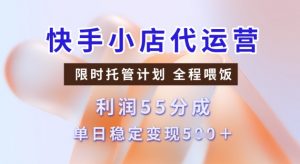 快手小店代运营3.0，模式新升级，收益55分，稳定单日5张【揭秘】-则成副业项目资源站