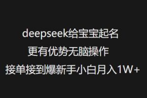 deepseek给宝宝起名更有优势无脑操作接单接到爆新手小白月入1W+-则成副业项目资源站