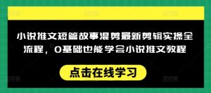 小说推文短篇故事混剪最新剪辑实操全流程,0基础也能学会小说推文教程,肯干多发日入多张-则成副业项目资源站