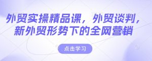 外贸实操精品课,外贸谈判,新外贸形势下的全网营销-则成副业项目资源站