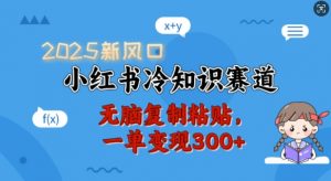 2025新风口,小红书冷知识赛道,无脑复制粘贴,一单变现300+-则成副业项目资源站