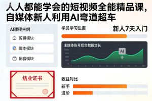人人都能学会的短视频全能精品课,自媒体新人利用AI弯道超车-则成副业项目资源站