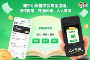 知乎小说推文实操全流程,操作简单,万播60米,人人可做-则成副业项目资源站