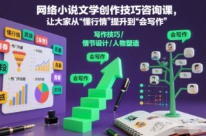 网络小说文学创作技巧咨询课,让大家从“懂行情”提升到”会写作”的高度-则成副业项目资源站