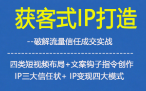 获客型IP打造,破解流量信任成,四类短视频布局+文案钩子指令创作IP三大信任状+IP变现四大模式-则成副业项目资源站