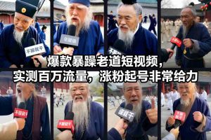 爆款暴躁老道短视频，实测百万流量，涨粉起号非常给力-则成副业项目资源站