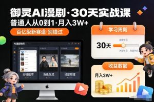 御灵AI漫剧30天实战课，普通人从0到1，月入3W+，别错过这个百亿级新赛（更新中）-则成副业项目资源站
