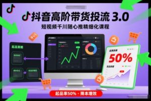 抖音高阶带货投流3.0，短视频千川随心推精细化课程，起品率50%-则成副业项目资源站