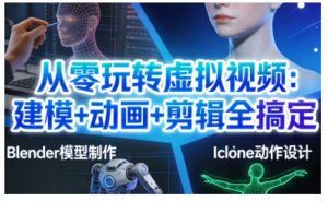 从零玩转虚拟视频：建模+动画+剪辑全搞定，轻松创作出专业级的虚拟视频内容-则成副业项目资源站