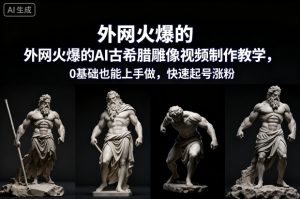 外网火爆的AI古希腊雕像视频制作教学，0基础也能上手做，快速起号涨粉-则成副业项目资源站