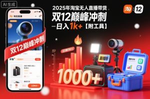 2025年淘宝无人直播带货，冲刺双12，日入1k+【附工具】【揭秘】-则成副业项目资源站