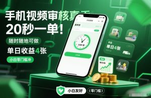 手机视频审核真香！20秒一单，随时随地可做，单日收益4张，小白零门槛冲【揭秘】-则成副业项目资源站