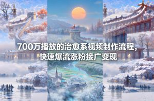 700万播放的治愈系视频制作流程，快速爆流涨粉接广变现-则成副业项目资源站