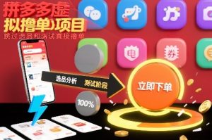 拼多多虚拟撸单项目，跳过选品和测试直接撸单-则成副业项目资源站