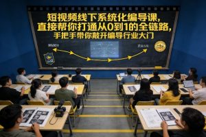 短视频线下系统化编导课，直接帮你打通从0到1的全链路，手把手带你敲开编导行业大门-则成副业项目资源站