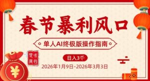 春节暴利风口项目，单人AI落地翻身终极版实操-则成副业项目资源站