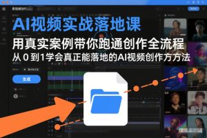 AI视频实战落地课，用真实案例带你跑通创作全流程，从0到1学会真正能落地的AI视频创作方法-则成副业项目资源站