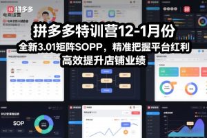 拼多多特训营12-1月份，全新3.01矩阵Sop，精准把握平台红利，高效提升店铺业绩-则成副业项目资源站