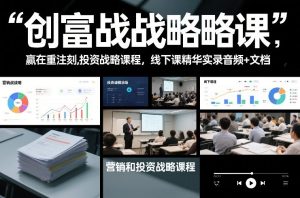 创富战略课，赢在重注时刻，营销和投资战略课程，线下课精华实录音频+文档-则成副业项目资源站
