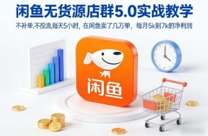 闲鱼无货源店群5.0实战教学，不补单，不投流，每天5小时，在闲鱼卖了几万单，每月5k到7k的净利润-则成副业项目资源站