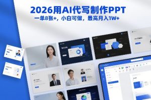 2026用AI代写制作PPT，一单8张+，小白可做，最高月入1W+-则成副业项目资源站