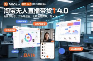 淘宝无人直播带货14.0（2026最新版）：合规不封号，公私域结合，玩法超简单，日入1k+【揭秘】-则成副业项目资源站