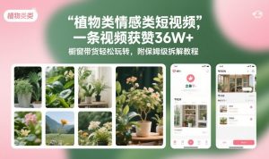 植物类情感类短视频，一条视频获赞36W+，橱窗带货轻松玩转，附保姆级拆解教程-则成副业项目资源站