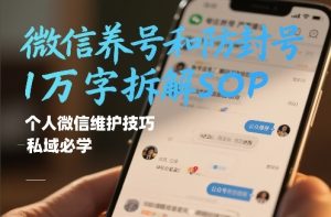 微信养号和防封号1万字拆解SOP，个人微信维护技巧，私域必学【文档】-则成副业项目资源站