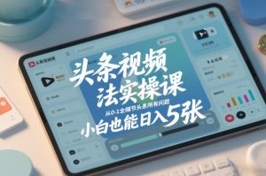 头条视频玩法实操课，从0-1全细节头条所有问题，小白也能日入5张-则成副业项目资源站